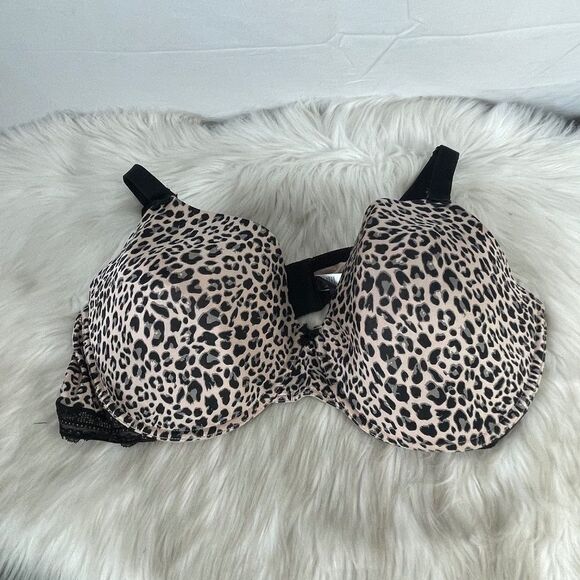 Paramour Tan/Black Leopard Print Padded Bra Sz 42DDD - Picture 2 of 6
